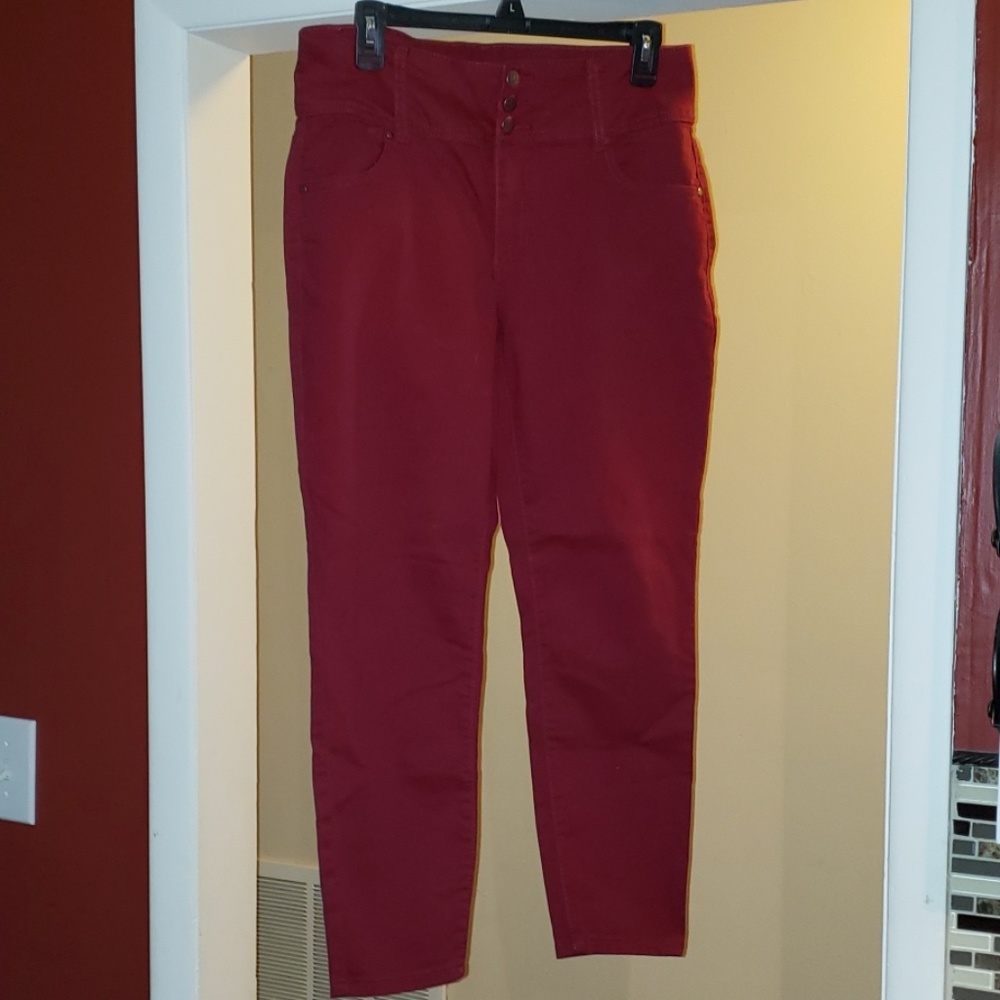 Burgandy ankle jeans